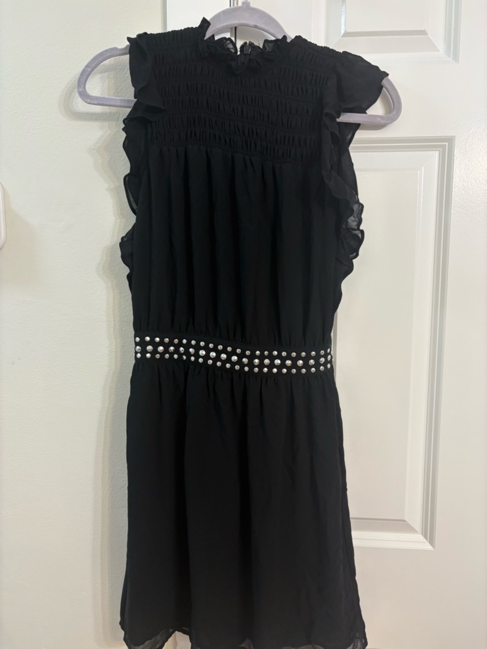 MICHAEL Michael Kors Black Smocked Top with Ruffle Straps